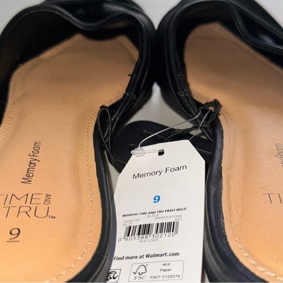 Black Mule Sandal Time and Tru Twist Mule Dress Slip On Pointed Toe Size 9 NWT - Picture 5 of 11